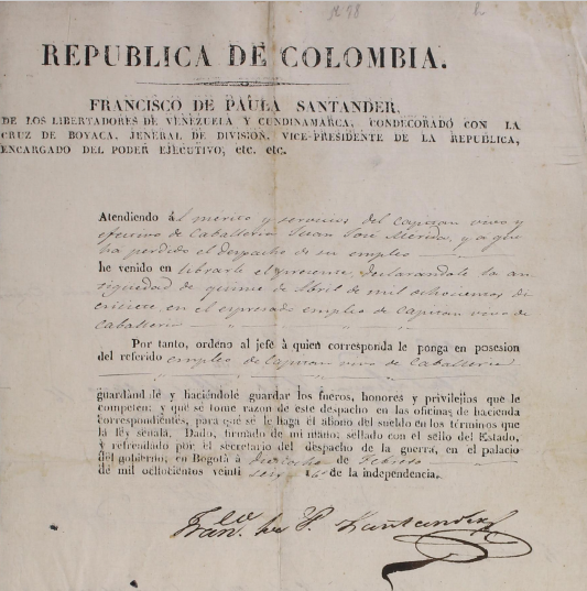 Decreto Francisco de Paula Santander